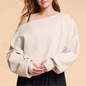 Blogilates Dance Studio Off the Shoulder Sweatshirt - Moonbeam